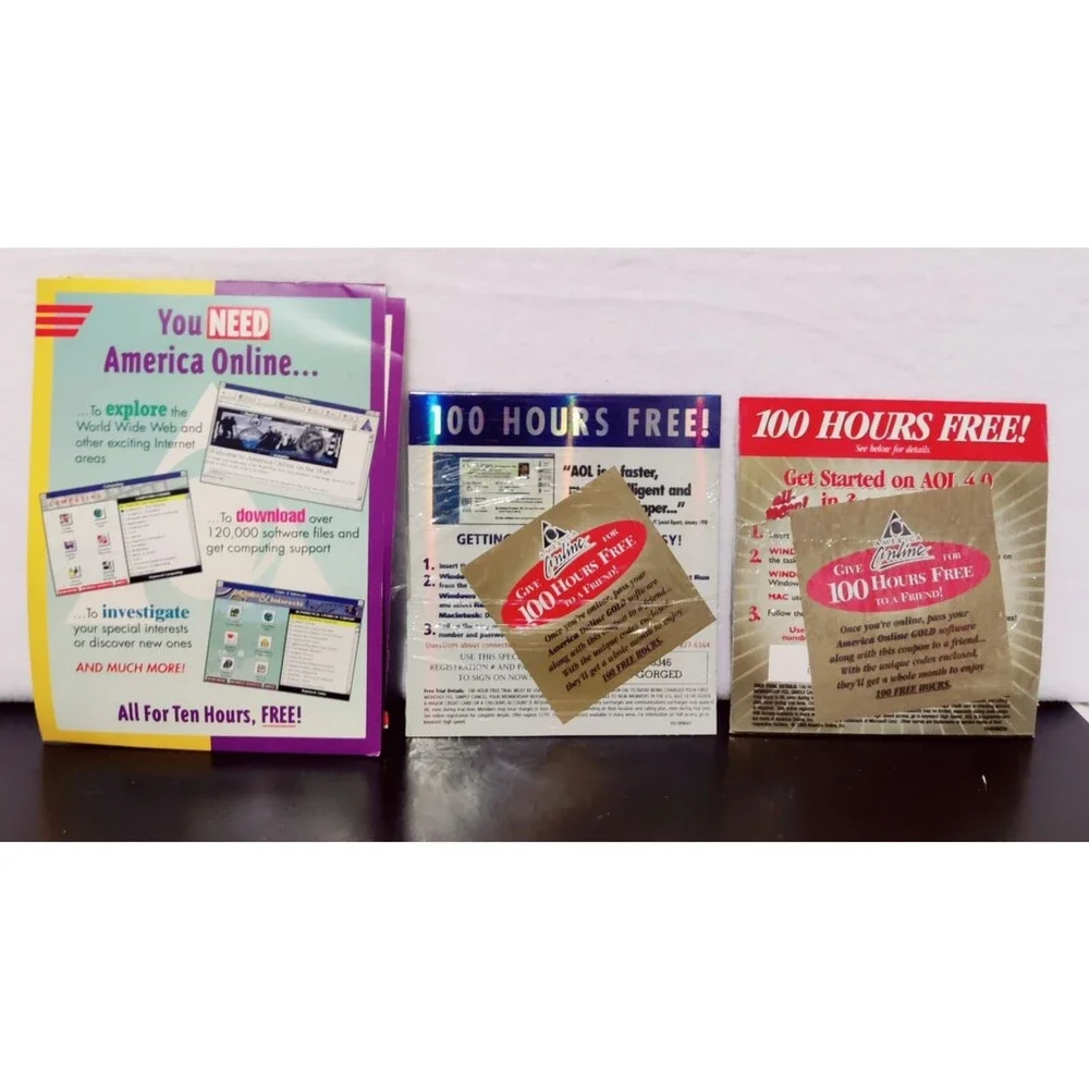 RARE America Online Lot of 3 Platinum, Gold, DOS Floppy Disc Sealed